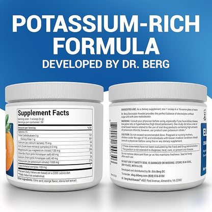 Dr. Berg Zero Sugar Hydration Keto Electrolyte Powder - Enhanced w/ 1000 mg of Potassium & Real Pink Himalayan Salt (NOT Table Salt) - Orange Flavor Hydration Drink Mix Supplement - 50 Servings