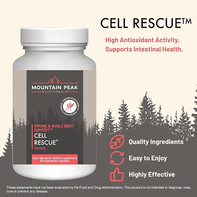 Mountain Peak Nutritionals Cell Rescue - Antioxidant Immune Support Supplement with Turmeric, Ginger Root, and Bromelain - Supports Intestinal Health & Whole Body (90 Capsules)