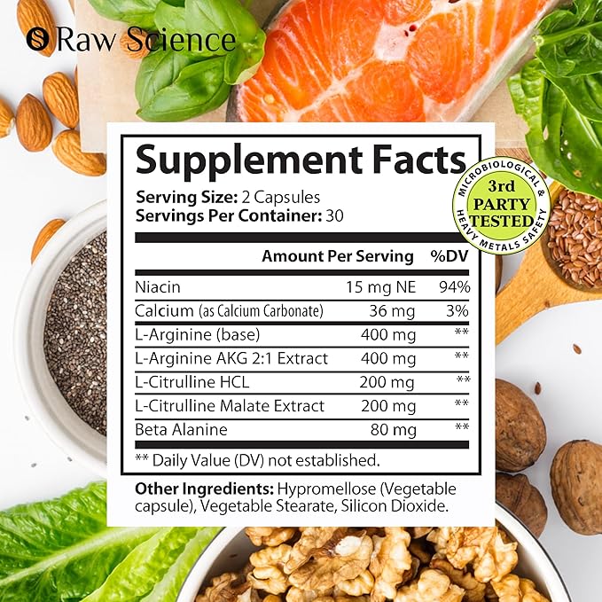 L Arginine L Citrulline Supplement, Nitric Oxide Supplements for Men: L-Arginine L-Citrulline Complex, Booster Mens Performance Supplements, Nitric Oxide Flow Blood Pressure & Vascularity, 60 Capsules