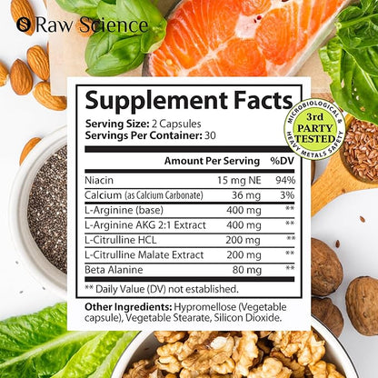 L Arginine L Citrulline Supplement, Nitric Oxide Supplements for Men: L-Arginine L-Citrulline Complex, Booster Mens Performance Supplements, Nitric Oxide Flow Blood Pressure & Vascularity, 60 Capsules