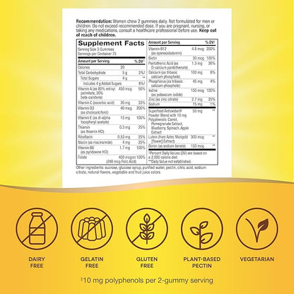 Nature's Way Alive! Women’s 50+ Daily Gummy Multivitamins, Supports Multiple Body Systems*, Supports Healthy Heart, Brain & Bones,* B-Vitamins, Mixed Berry Flavored, 150 Gummies(Packaging May Vary)