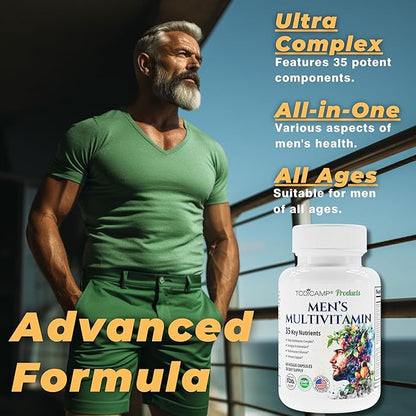 Men's Multivitamin & Mineral Complex with Plant-Based Extracts - Multivitamin for Men Improves Overall Health, Antioxidant & Natural Body Support - 60 Capsules - 30 Day Supply