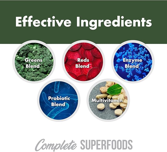 Complete Superfoods, Complete Spectrum Multivitamin, Greens and Reds Blend, Enzymes, Probiotics (Raspberry Pomegranate, 30 Stick Packs)