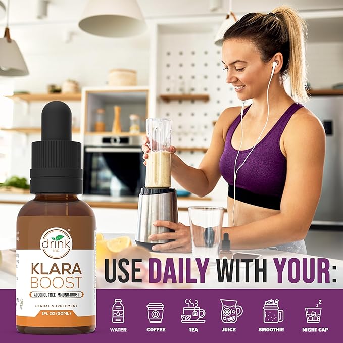 Klara Boost by Drink Inc. | High-Potency Alcohol Free Immuno-Boost | 30ML Herbal Supplement | Made of 100% Organic and Ethically Wildcrafted Natural Ingredients | Daily Detox and Revitalization