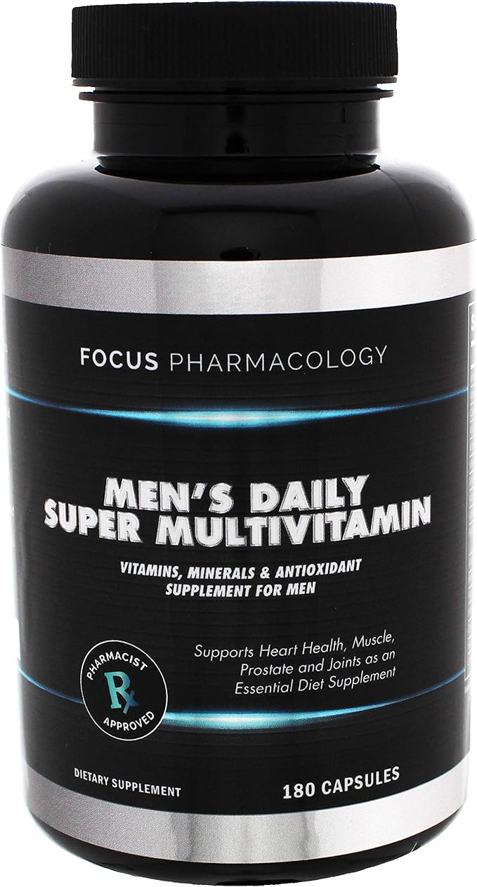 Men's Daily Super Multi-Vitamin for Men - 60 Ct Blend of Vitamins, Minerals, Plus Herbs for Prostate Health and General Energy/Focus