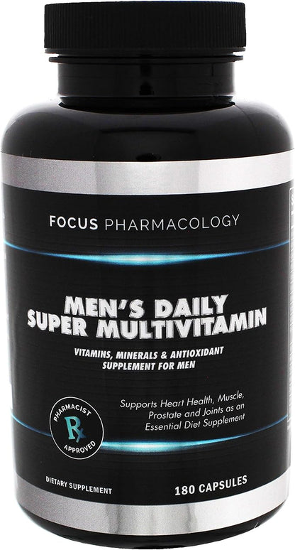 Men's Daily Super Multi-Vitamin for Men - 60 Ct Blend of Vitamins, Minerals, Plus Herbs for Prostate Health and General Energy/Focus