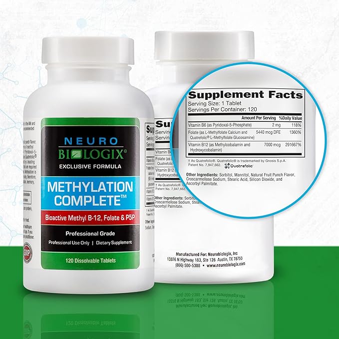 Methylation Complete in Fast-Dissolving Tablets - Methylated B Complex Vitamins to Aid Over 200 Body Processes - Supports Energy, Cell Function & Immunity - Enhanced Absorption with B12, B6 & Folate