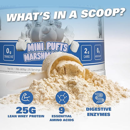 EHP Labs x Ghostbusters OxyWhey Whey Protein Isolate Powder - 25g of Whey Isolate Protein Powder, Meal Replacement Shake, Sugar Free Protein Powder - 25 Serves (Mini Pufts Marshmallow)