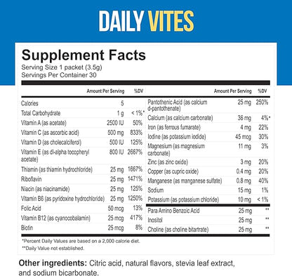 Dr. Price's Vitamins Multivitamin for Women and Men - Supplement Powder Packs - 30 Packets - B Complex Vitamin Supplement - Daily Vites - Minerals for Water - No Sugar, Non GMO, Gluten Free Drink Mix