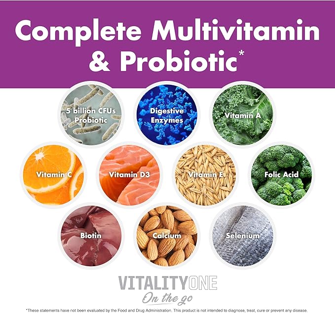 NutraOne VitalityOne On The Go Complete Multivitamin, Probiotic and Enzyme Blend Orange Cream – 30 Servings