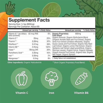 Matys Organic Picky Kids Green Blend, Veggie Powder Supplement, Picky Eater Vitamins for Kids 4 Years +, Superfoods Vegetable Powder for Meals & Smoothies with Spinach, Kale, Broccoli, 1.6 Ounces