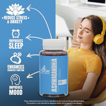 Ashwagandha Gummies Mixed Berry KSM-66, Lion's Mane, Vitamin-D, Non-GMO, Gluten-Free, Gelatin Free & Kosher | for Daily Focus Boost (180 Count (Pack of 3))