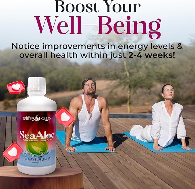 Nature’s Liquids - SeaAloe Liquid Whole Food, (32 Oz) Liquid Multivitamin and Mineral Supplement, With Aloe Vera, Sea Vegetables, Pau D’ Arco, For Digestion, Immune Support & Thyroid Function - 1 Bottle