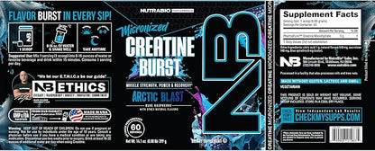 NutraBio Pure Creatine Monohydrate Powder Supplement, Arctic Blast, (300 g) - Supports Bulk Muscle Energy, Recovery, and Strength - HPLC Tested Pure Grade Creatine Powder Supplement for Men and Women
