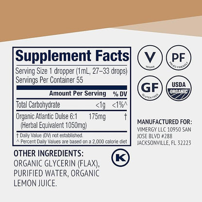 Vimergy Atlantic Dulse Liquid – Antioxidant Support* – Promotes Free Radical Protection* – Organic, Vegan, Gluten-Free – 55 Servings (55 mL)