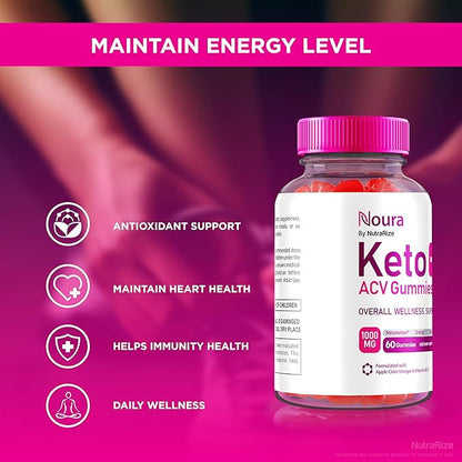 Noura Keto ACV Gummies, Official Noura Keto Supplement, Keto + ACV Gummy, All Natural Keto Plus ACV, Apple Cider Vinegar Keto Reviews (60 Gummies)