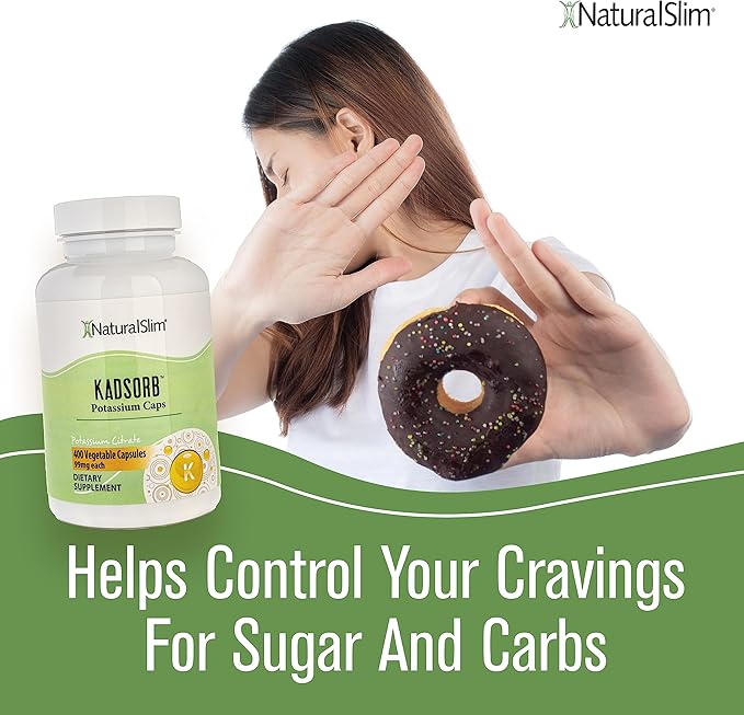 NaturalSlim Kadsorb Natural Potassium Citrate - Supports Electrolyte Balance & Normal PH, Non-GMO & Gluten-Free, Absorbable Potassium Supplement with Essential Minerals - 99 mg 400 Capsules (Solo)