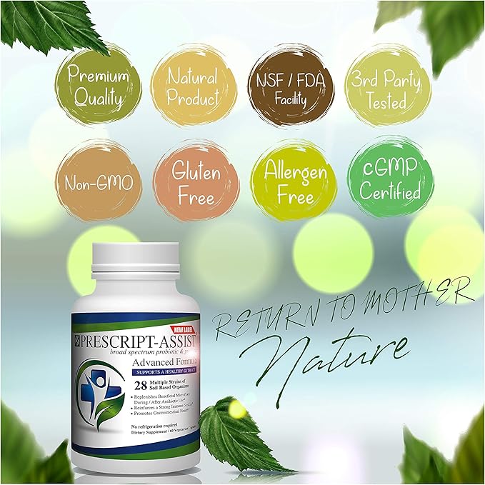 Prebiotics & Probiotics for Digestive & Immune Health with Pea Protein Advanced - Plant-Based 28 Strains Soil Microflora - Vegan, Supports Muscle Recovery & Gut Health, 60 Capsules by Prescript Assist