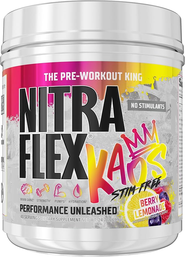 GAT SPORT Nitraflex KAOS Stimulant Free Pre-Workout (Berry Lemonade)