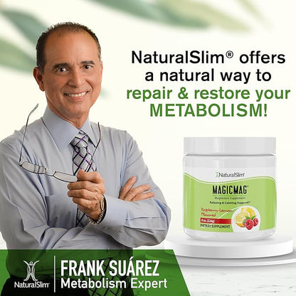 NaturalSlim Magicmag Pure Magnesium Citrate Powder Stress, Constipation, Muscle, Heart Health, and Sleep Support | Raspberry Lemon Magnesium Supplement - 8oz Drink Mix (Solo)