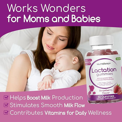 Lactation and Postnatal Support Gummies - Milk Production Supply Increase Supplements for Breastfeeding Women - with Vitamins D3 B12 Milk Thistle Fennel Seed Moringa Sunflower Lecithin