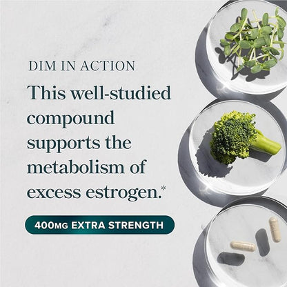 DIM Supplement 400MG Extra Strength | Hormone Balance & Estrogen Metabolism for Men and Women | Menopause, Acne, Hot Flashes Relief & Antioxidant Support | Soy-Free, Gluten-Free | 90 Capsules