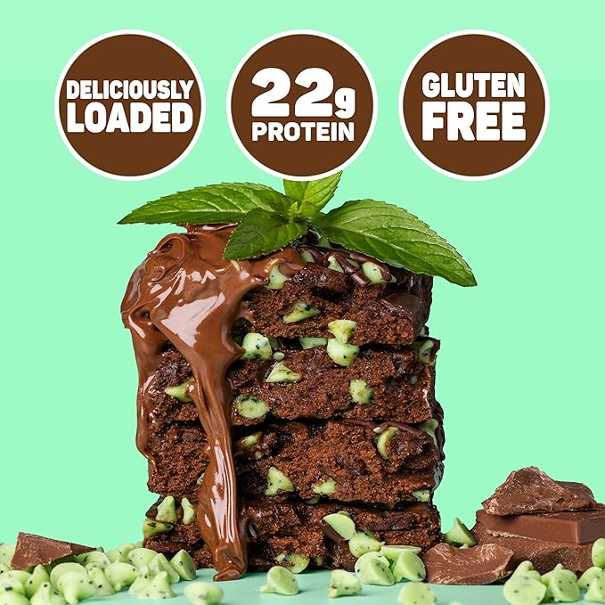 FITCRUNCH Loaded Cookie Protein Bar, High Protein, Gluten Free, Protein Snack (12 Cookie Bars, Mint Madness)