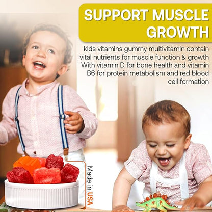 Kids Vitamin Gummies for Kids - Kids Multivitamin Gummies for Kids Immune Support, Muscle Function, & Cognitive Health, Gluten Free, Non-GMO, & Vegan Formula, Formulated in USA, Pack of 1