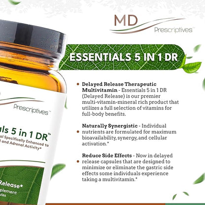 Essentials 5 in 1 DR (Delayed Release) - Multivitamin Mineral Complex Supplement for Enhanced Hormone Support - 120 Capsules