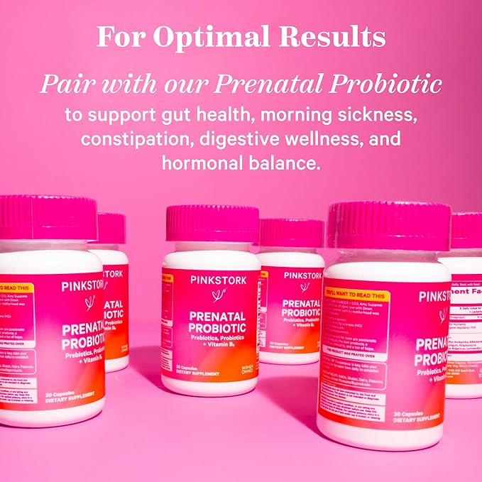 Pink Stork Total Prenatal Vitamins with DHA, Folate, and Iron, 3 Month Supply to Help Support Fetal Development, Pregnancy Must Haves - 180 Capsules