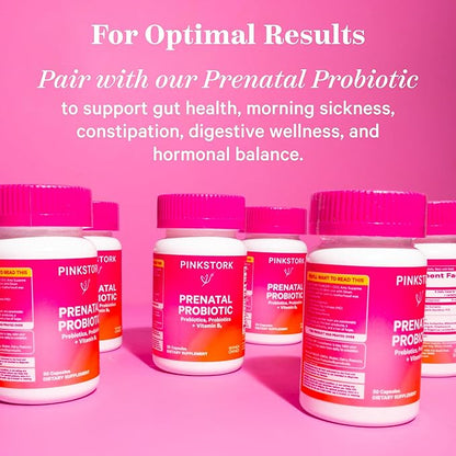 Pink Stork Total Prenatal Vitamins with DHA, Folate, and Iron, 3 Month Supply to Help Support Fetal Development, Pregnancy Must Haves - 180 Capsules