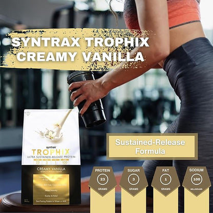 Syntrax Bundle: Trophix Undenatured Casein Protein Vanilla - Creamy Instant Mix Whey Protein & Egg White Protein Powder - 2 Pounds High Protein Powder and Worldwide Nutrition Keychain