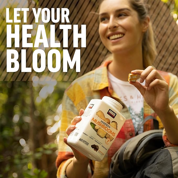 FORCE FACTOR Modern Mushrooms Soft Chews, Mushroom Supplement with Lions Mane, Turkey Tail, & Cordyceps to Support Energy, Immunity, & Digestion, Cinnamon Roll, 120 Soft Chews, 2-Pack