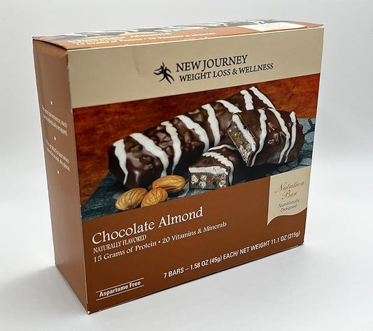 Chocolate Almond Bar - New Journey Weight Loss & Wellness - High Protein Meal Replacement Nutrition Bar (7 bars/box)