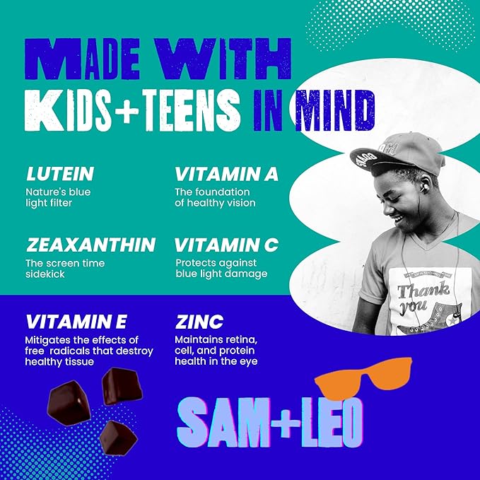 EYES+ Kids Gummy Vitamins - All Natural, Vegan Eye Vitamins for Kids & Teens - Vitamin A, Zinc, Lutein and Zeaxathin Gummies - Orange Flavor - 60/ct