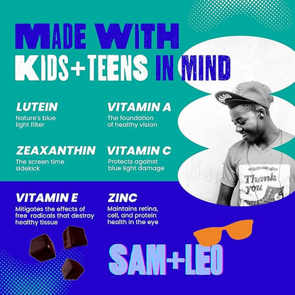 EYES+ Kids Gummy Vitamins - All Natural, Vegan Eye Vitamins for Kids & Teens - Vitamin A, Zinc, Lutein and Zeaxathin Gummies - Orange Flavor - 60/ct