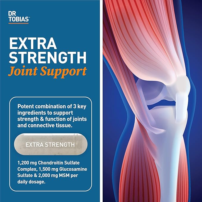 Dr. Tobias Joint Support Supplement with Glucosamine Chondroitin MSM, Supports Joint Health, Function & Flexibility, Extra Strength Joint Supplements for Men & Women, 240 Capsules
