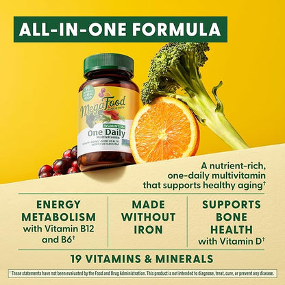 MegaFood Women's 55+ One Daily Multivitamin for Women with Vitamin A, Vitamin C, Vitamin D3 & Vitamin E for Optimal Aging Support- Plus Real Food- Bone & Immune Support Supplement-Vegetarian-120 Tabs