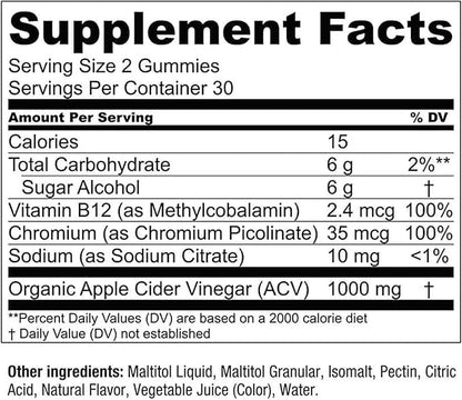 Essential Elements Zero-Sugar ACV Apple Cider Vinegar Gummies from “The Mother” - Naturally-Sourced, Vegan ACV Gummies with Chromium 60 Count (2-Pack)