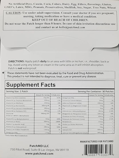 PatchMD Kids Multivitamin Omega-3 Topical Patches - 30 Days Supply
