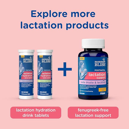 Mommy's Bliss Postnatal Lactation Support Supplement with Probiotics: Support Breastfeeding Milk Supply with Fenugreek, Blessed & Milk Thistle, Postpartum Immune Health While Nursing (60 Servings)