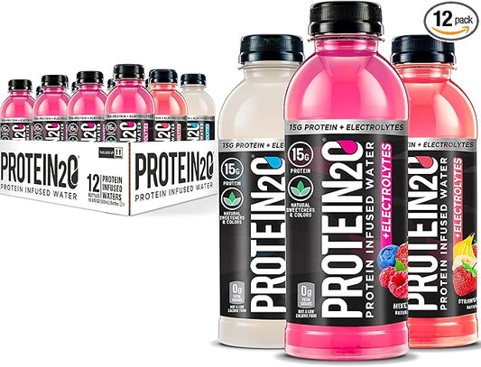 Protein2o 15g Whey Protein Isolate Infused Water Plus Electrolytes, Sugar Free Sports Drink, Ready To Drink, Gluten Free, Lactose Free, Electrolyte Variety Pack, 16.9 fl oz Bottle (12 Count)