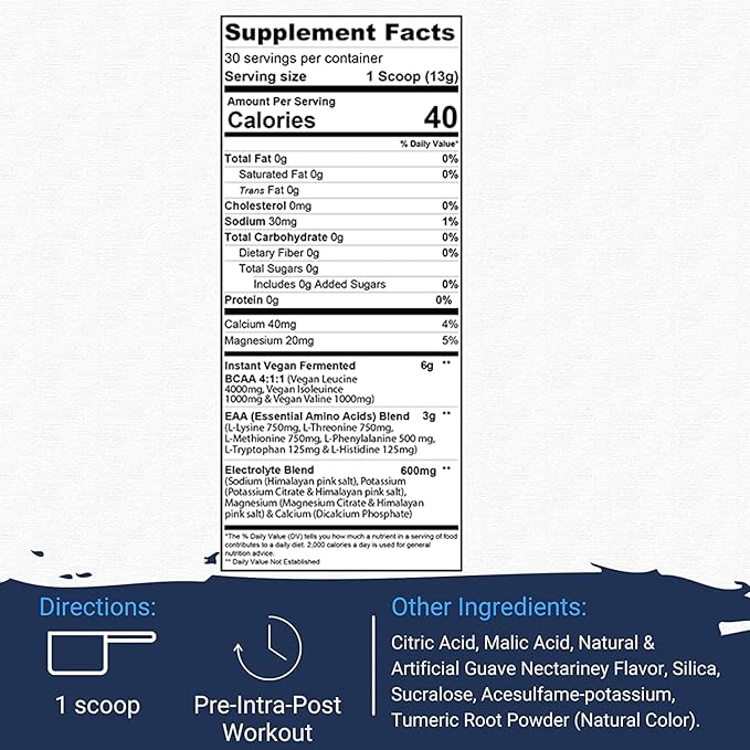 Gaspari Nutrition Proven EAAs, Vegan Fermented EAAs, Enhances Recovery & Replenishes Electrolytes, Non GMO (30 Servings, Guava Nectarine)