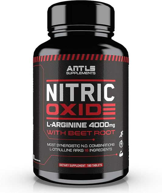 Nitric Oxide Supplement Booster Complex L Arginine 4000mg,L Citrulline, AAKG,Beet Root,Pre Workout Pills,Muscle Bulider,Growth,Pumps,Blood Flow,Vascularity,Heart Health,180 Capsules