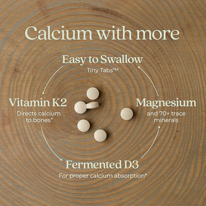 New Chapter Calcium Supplement - Bone Strength Tiny Tabs Organic Calcium with Magnesium, Vitamin D3+K2, 70+ Trace Minerals for Bone Health, Gluten Free, Easy to Swallow - 120 ct