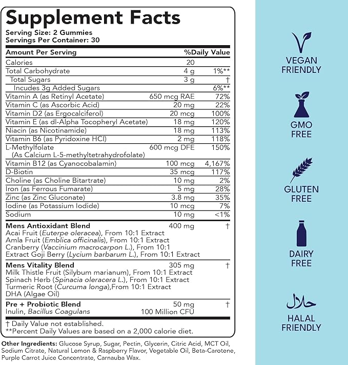Sakoon nutrition Men's Multivitamin Gummies with Probiotics and Prebiotics