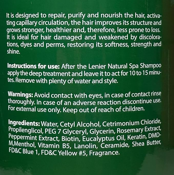 Lenier Hair Detox Treatment with Rosemary, Mint, Eucalyptus & Biotin - Repair, Purify, Nourish & Grow Your Hair - Sulfate, Salt & Paraben Free - 60 oz