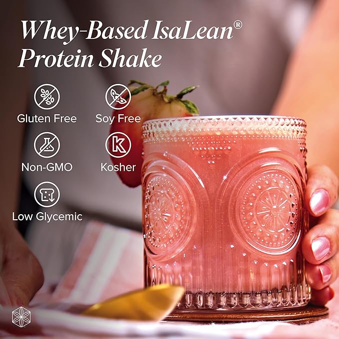 Isagenix IsaLean Shake - Meal Replacement Protein Shake Supports Healthy Weight & Muscle Growth - Protein Powder Enriched with 23 Vitamins - Strawberry Cream, 29.1 Oz (14 Servings)