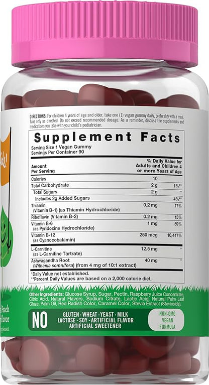 Carlyle Kids B Complex Gummies | 90 Count | Peach Raspberry Flavor | Non-GMO, Gluten Free & Vegan Supplement | Lil' Sprouts