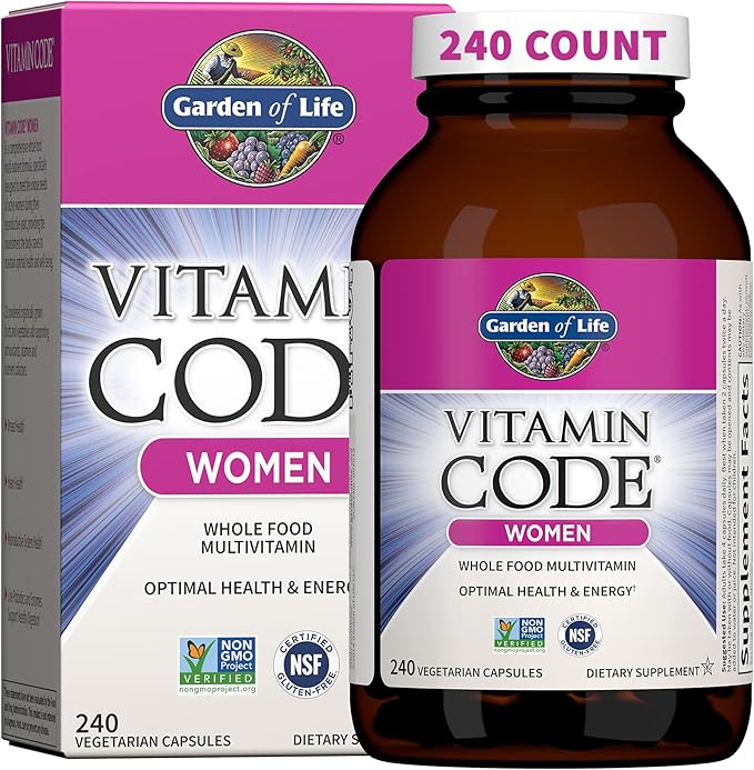 Garden of Life Multivitamin for Women, Vitamin Code Women's Multi, Whole Food, Vitamins, Iron, Folate not Folic Acid, Probiotics, Vegetarian Supplements for Womens Energy, 240 Count